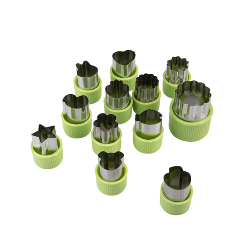 Fruit & Vegetable Cutters Set 12 Assorted Shapes - Green