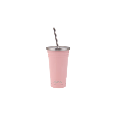 Oasis Smoothie Tumblers 500ml Stainless Steel Double Wall Insulated Tumbler  W/Straw / Black