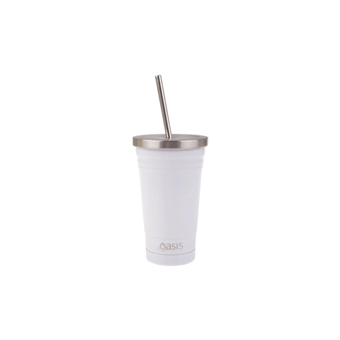 Oasis Smoothie Tumblers 500ml Stainless Steel Double Wall Insulated Tumbler  W/Straw / Black