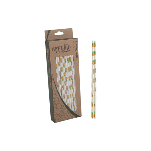 Paper Straws Pack 50 - Pineapples