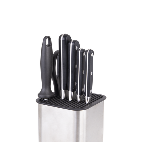 Square Universal Knife Block - Stainless Steel