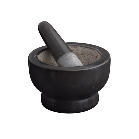 Marble Footed Mortar & Pestle - Black