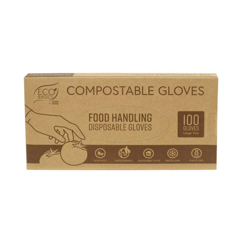White Magic Eco Basics Compostable Gloves Large 100Pcs