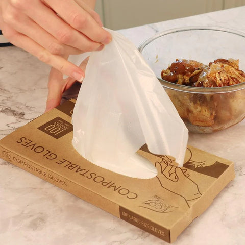 White Magic Eco Basics Compostable Gloves Large 100Pcs