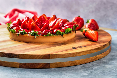 Stockton Display & Cutting Board with Stainless Steel Band