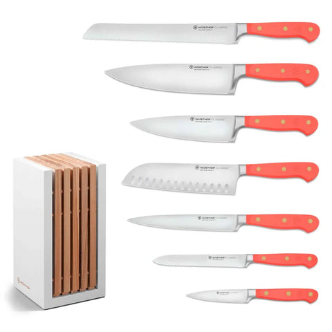 Coral Peach Knife Block Set 8 Pieces