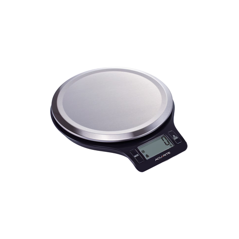 Round Stainless Steel Digital Kitchen Scale 1G/5Kg - Black