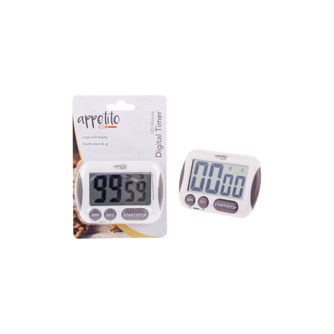 Digital Timer With Large Lcd Display - 100 Minutes - White