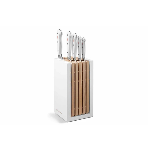 Classic White Design 6 Pieces Block With Bread Knife
