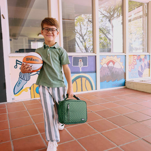 Freezable Classic Lunch Box - Checker Wave Olive