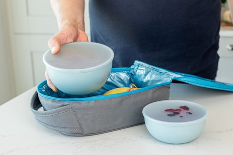 4 Piece Meal Prep Bowl Set with Lids, Mineral Water, Carded