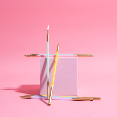 15cm Gold Double Dipped Cake Candles - Pastel Mix (Pack of 12)