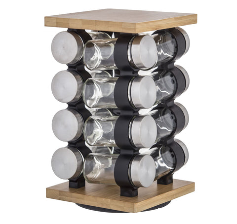 Romano Spice Jar Set with Rack 16 Pieces Set Natural & Clear