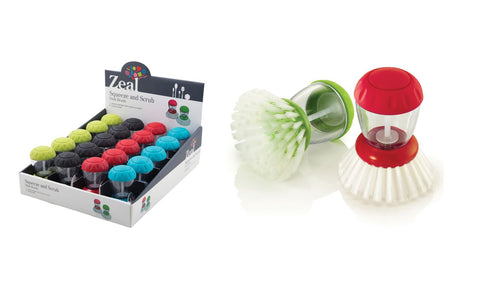 Dish Brush With Dispenser 4 Asst Colours