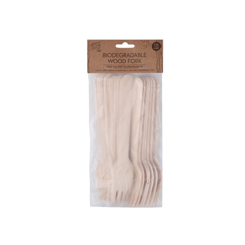 Eco Basics Biodegradable Wood Fork - 18Pieces