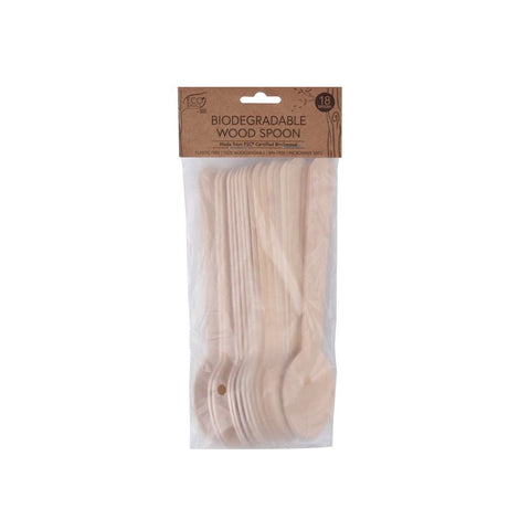 Eco Basics Biodegradable Wood Spoon - 18Pcs