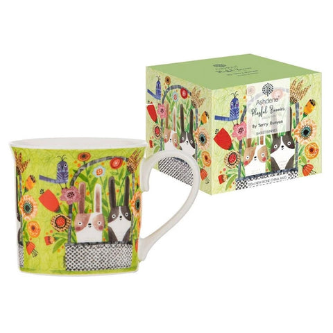 Playful Bunnies Basket Wide Flare Mug