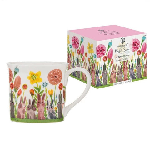 Playful Bunnies Blooms Wide Flare Mug