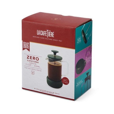 Zero Glass Cafetière, Three Cup, 350ml, Green, Gift Boxed