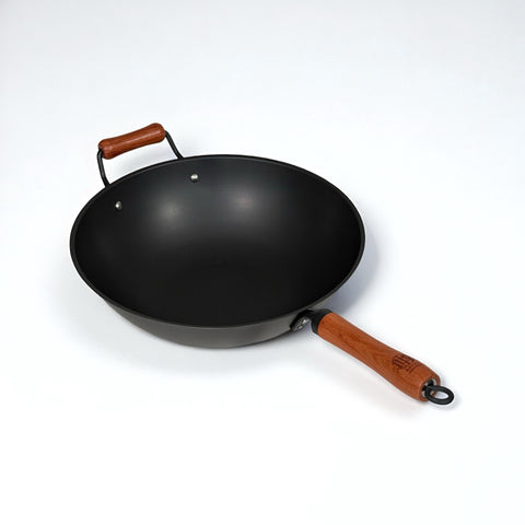 Rust-Resistant Lightweight Iron Wok with Steel Lid 36cm
