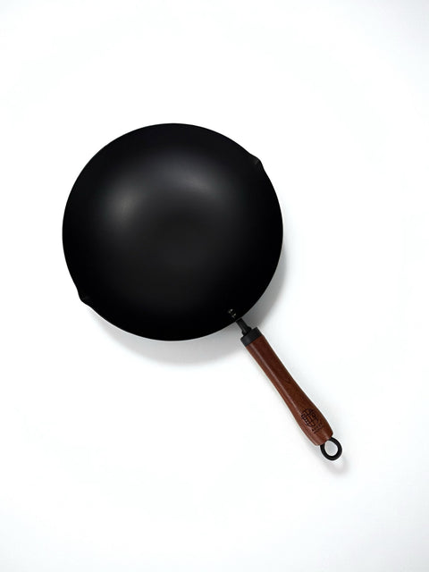 Rust-Resistant Lightweight Iron Wok with Steel Lid 30cm