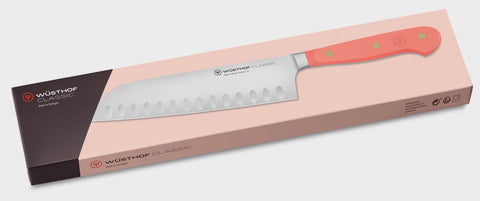 Classic Colour Coral Peach Santoku Knife 17cm