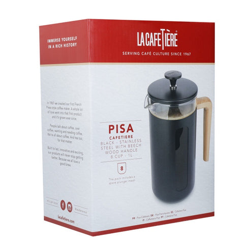 Pisa Cafetiere 8 Cup 1.0L Black
