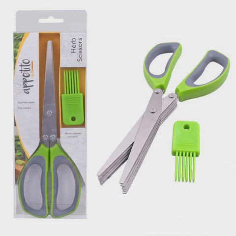 Herb Scissors (5 Blades) - Green/Grey