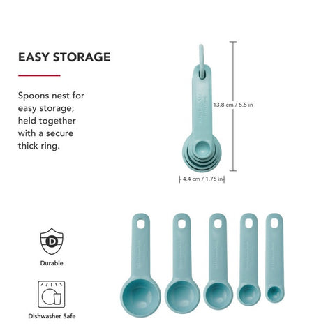 Set of Five Measuring Spoons, Mineral Water, Carded