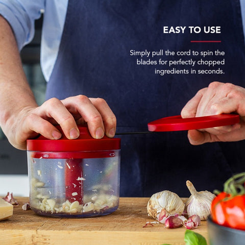 Hand Pull Food Chopper, 700ml, Empire Red, Boxed