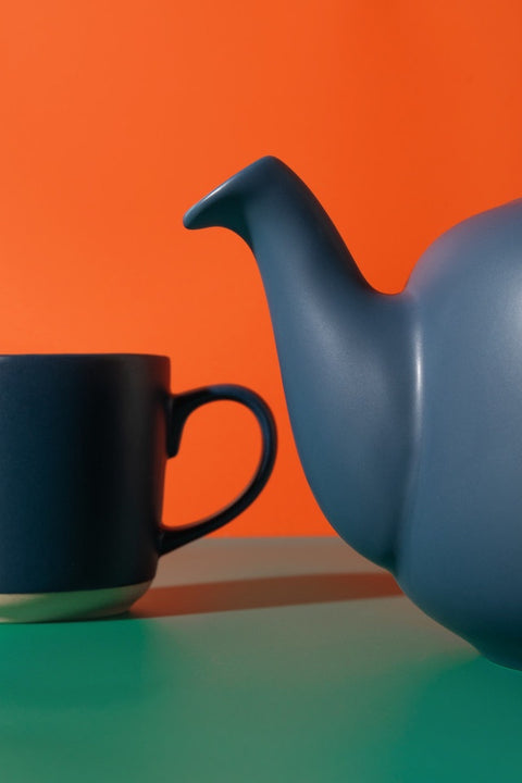 Ceramic Teapot, Navy, 1.2 Litres, Labelled