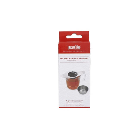 Double Handed Tea Strainer w/Drip Bowl