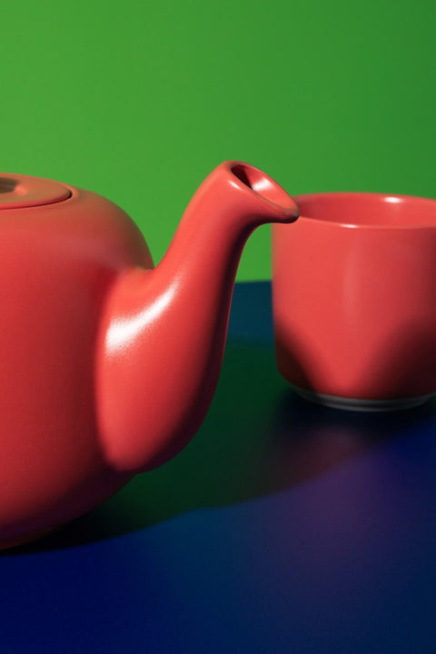 Ceramic Teapot, Red, 1.2 Litres, Labelled
