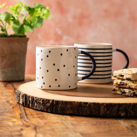 Stoneware Mug, Stripe, 390ml, Labelled
