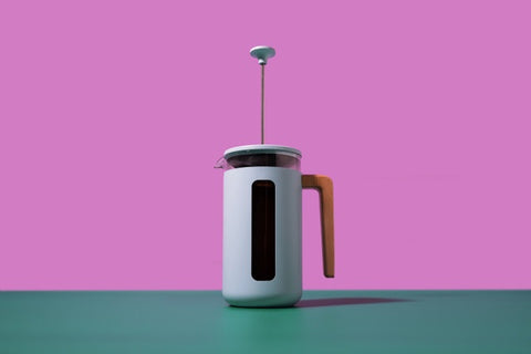 Pisa Stainless Steel Cafetière, Sky Blue, Eight Cup, Gift Boxed