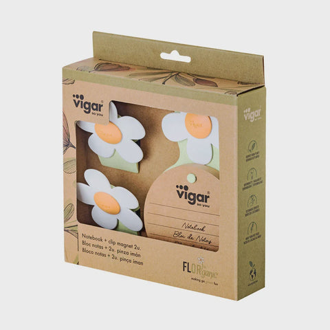 White Magic Vigar Florganic Notebook With Suction + Magnet Clip 2Pc Set