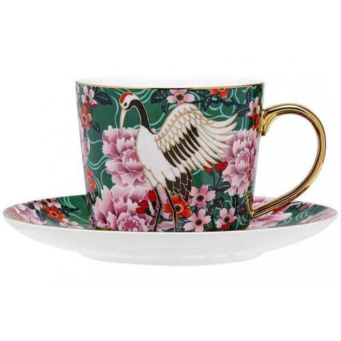 Osaka Emerald Cranes Cup & Saucer