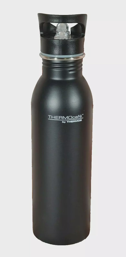 700Ml Thermocafe Single Wall Hydration Bottle With Straw - Black
