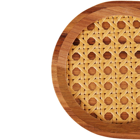 Acacia & Rattan Snack Serving Board Natural