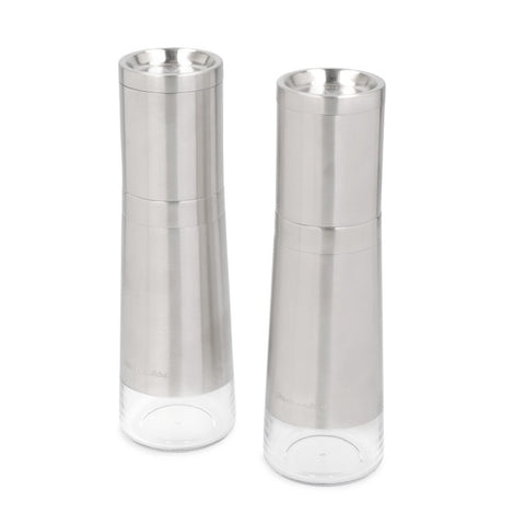 Salt and Pepper Grinders, Set of Two, Stainless Steel, Boxed