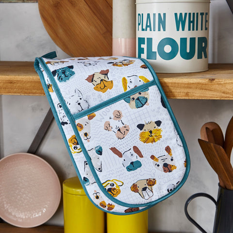 Mutley Crew Double Oven Glove White & Grey