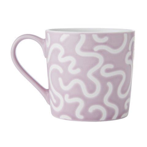 Stoneware Mug, Pink Swirl, 360ml, Labelled