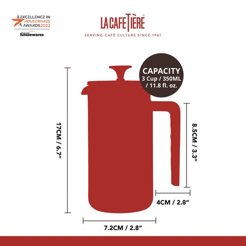 Pisa Cafetiere 3 Cup 350ml Pink