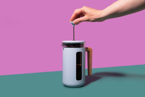Pisa Stainless Steel Cafetière, Sky Blue, Eight Cup, Gift Boxed